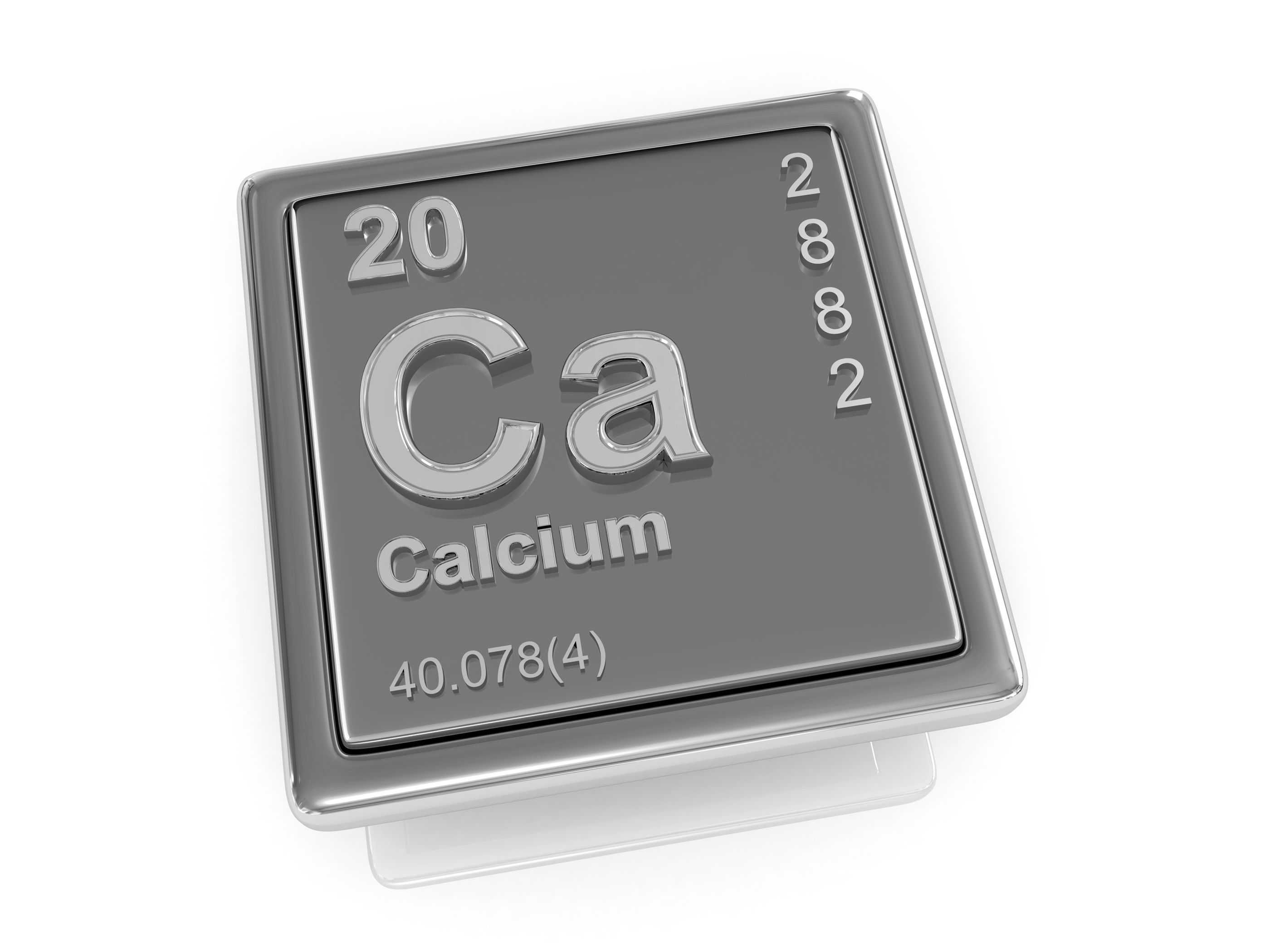Calcium. Chemical element symbol & atomic mass