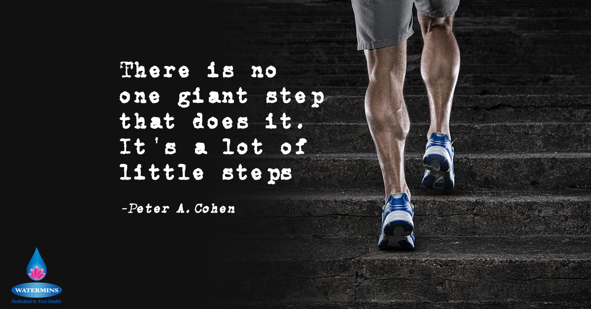Inspirational Quote from Peter A. Cohen, "There is no one giant step that does it. It's a lot of little steps.